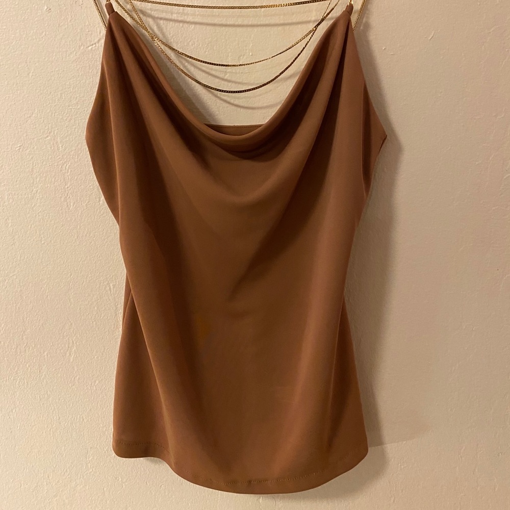 Nude color top -  with golden chains